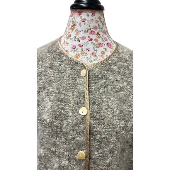 🤎 Casual Corner XL Mohair Blend Cardigan – Vintage 90s Textured Knit Neutral - Picture 3 of 5